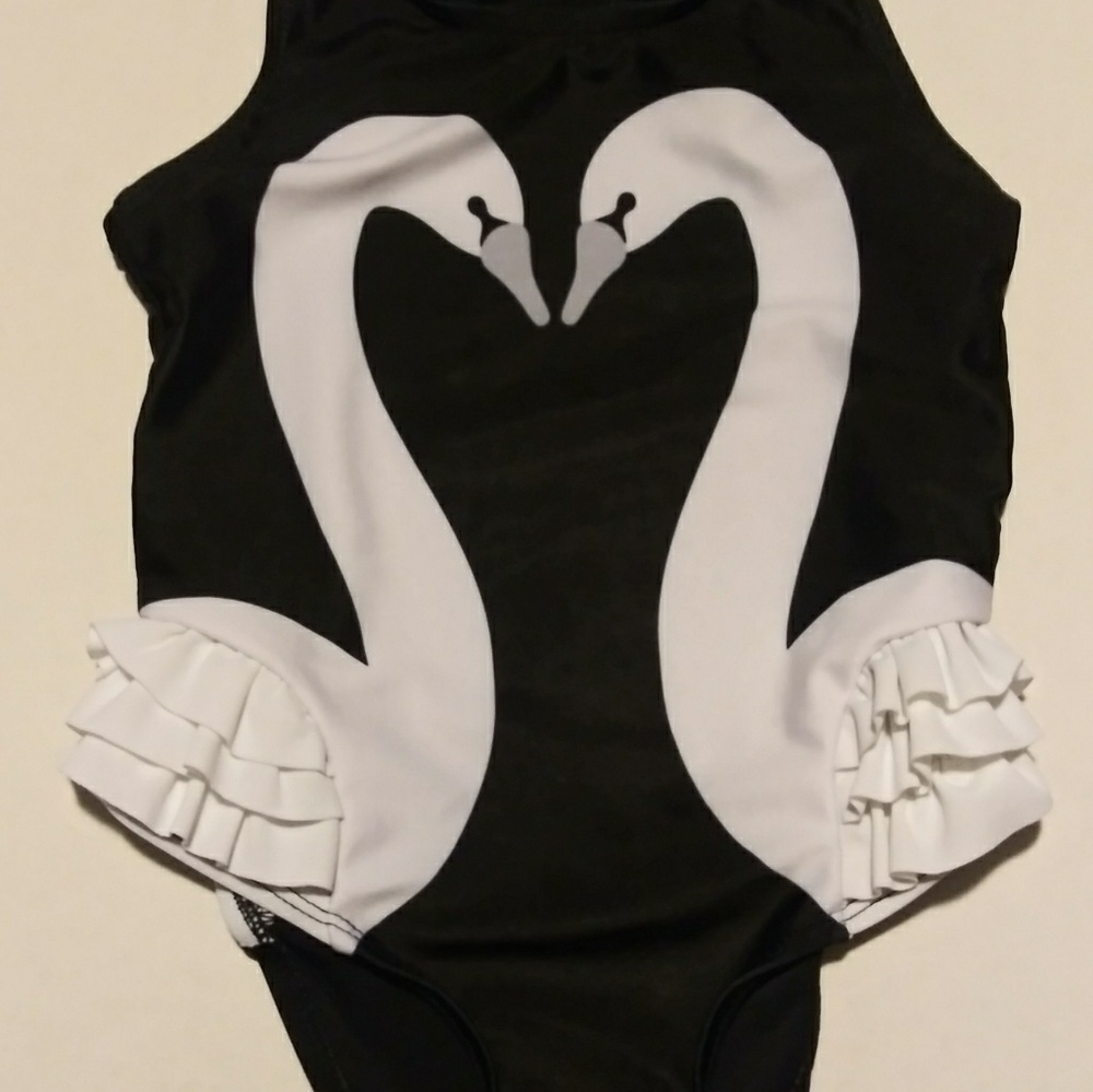 Vaby One Piece Swan Print Swim Suit